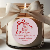 ピンクと赤の手を引いたドードルボーガールベビーシャワー ラウンドシール