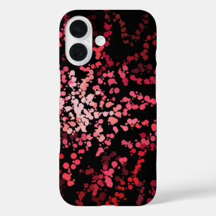 ピンクと赤の抽象的な飛沫模様 iPhone 16ケース