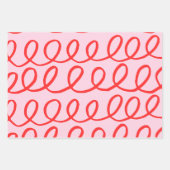 ピンクと赤の抽象芸術ラッピング紙 ラッピングペーパーシート (正面2)