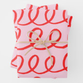 ピンクと赤の抽象芸術ラッピング紙 ラッピングペーパーシート (インサイチュ)