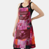 ピンクと赤の抽象芸術-はっきりしたモノクロキッチン エプロン (インサイチュ)