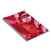 ピンクと赤の植物水鮮やか色のデザイン ノートブック (右側)