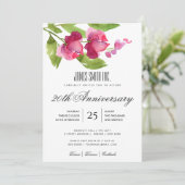 ピンクと赤の水彩花柄コーポレートパーティーイベント 招待状 (スタンド正面)
