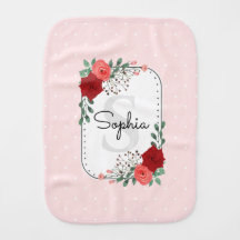 ピンクと赤の水彩花模様カモノグラムのワイト