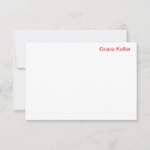 ピンクと赤の水玉模様モノグラムフラットノートカード 招待状 (正面)