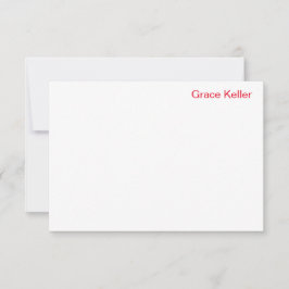 ピンクと赤の水玉模様モノグラムフラットノートカード 招待状