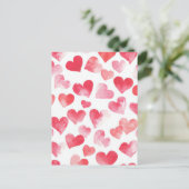 ピンクと赤の水色のハートバレンタインデー ポストカード (スタンド正面)