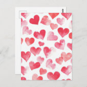 ピンクと赤の水色のハートバレンタインデー ポストカード (正面/裏面)