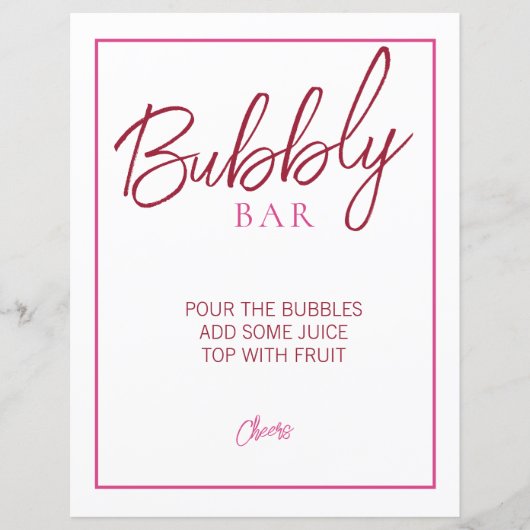 ピンクと赤の泡状バー標識 (正面)