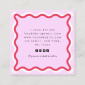 ピンクと赤の波のフレーム甘いお菓子アイスクリーム スクエア名刺 (裏面)