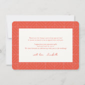 ピンクと赤の波状フレームブライダルシャワーありがとう ノートカード (裏面)