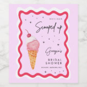 ピンクと赤の波線がレトロでおしゃれ  ワインラベル (シングルラベル)