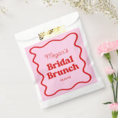 ピンクと赤の波線ボーダー ブライダルシャワーブランunch フェイバーバッグ (封をした状態)