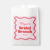 ピンクと赤の波線ボーダー ブライダルシャワーブランunch フェイバーバッグ (正面)