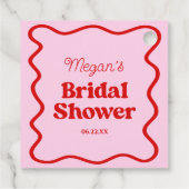 ピンクと赤の波線ボーダー ブライダルシャワー フェイバータグ (裏面)