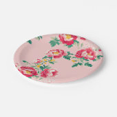 ピンクと赤の牡丹チノイスリーフローラ ペーパープレート (アングル)