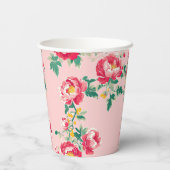 ピンクと赤の牡丹チノイスリーフローラ 紙コップ (裏面)