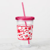 ピンクと赤の紙吹雪ハートパターパーソナライズされたン アクリルタンブラー (左)