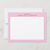 ピンクと赤の縁どノートカード 招待状 (正面)