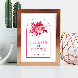 ピンクと赤の花と結婚葉の徴候 ポスター