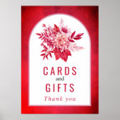 ピンクと赤の花と結婚葉 ポスター (正面)