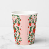 ピンクと赤の花のつる イチゴ 紙コップ (右)