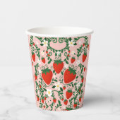 ピンクと赤の花のつる イチゴ 紙コップ (正面)