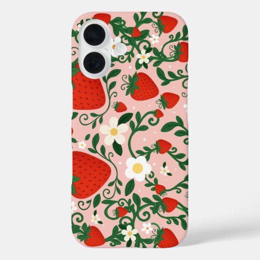 ピンクと赤の花のツタ いちご かわいい Case-Mate iPhoneケース (裏面)