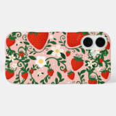 ピンクと赤の花のツタ いちご かわいい Case-Mate iPhoneケース (裏面 (横))