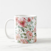 ピンクと赤の花の名言をカスタマイズ コーヒーマグカップ (左)