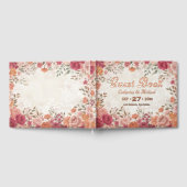 ピンクと赤の花の春の結婚式 ゲストブック (全面)