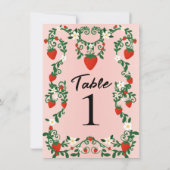 ピンクと赤の花の蔓 イチゴ テーブルナンバー (裏面)
