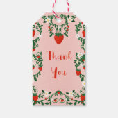 ピンクと赤の花の蔓 ストロベリーパーティー ギフトタグ (裏面)