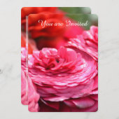 ピンクと赤の花の50歳の誕生日 招待状 (正面/裏面)