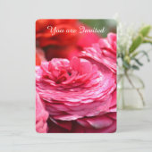 ピンクと赤の花の50歳の誕生日 招待状 (スタンド正面)