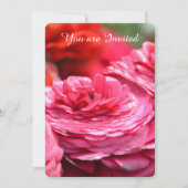 ピンクと赤の花の50歳の誕生日 招待状 (正面)