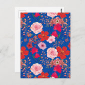 ピンクと赤の花はがき ポストカード (正面/裏面)
