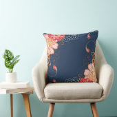 ピンクと赤の花オンブルー装飾用クッション クッション (椅子)