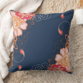 ピンクと赤の花オンブルー装飾用クッション クッション (ブランケット)