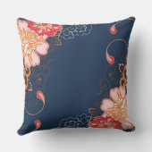 ピンクと赤の花オンブルー装飾用クッション クッション (裏面)