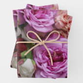 ピンクと赤の花柄の包装紙 3枚 ラッピングペーパーシート (インサイチュ)