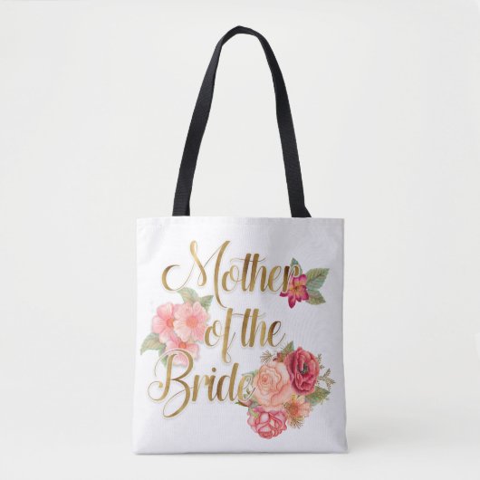 ピンクと赤の花柄の花嫁の母のトートバッグ トートバッグ (正面)