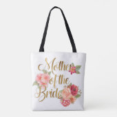 ピンクと赤の花柄の花嫁の母のトートバッグ トートバッグ (裏面)