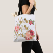 ピンクと赤の花柄の花嫁の母のトートバッグ トートバッグ (クローズアップ)