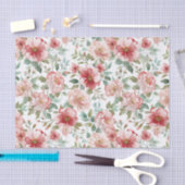 ピンクと赤の花柄の誕生日 薄葉紙 (クラフト)