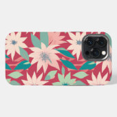 ピンクと赤の花柄 iPhoneケース (裏面横)
