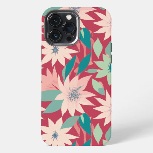 ピンクと赤の花柄 iPhoneケース (裏面)