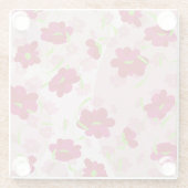 ピンクと赤の花 - フラワープリント ガラスコースター (裏面)