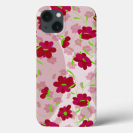 ピンクと赤の花 - フラワー iPhone 13ケース
