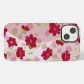 ピンクと赤の花 - フラワー iPhoneケース (裏面横)